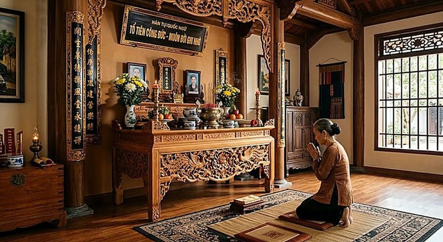 Phòng thờ gỗ